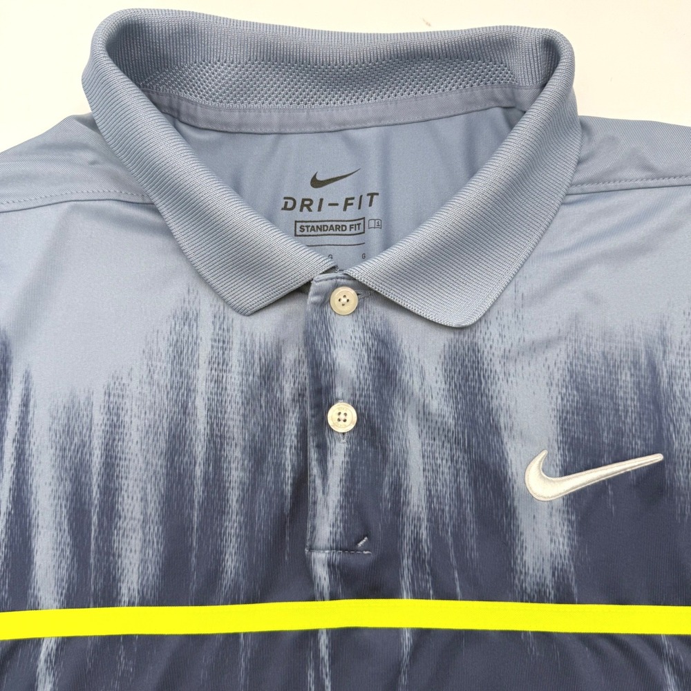 Nike Polo Shirt Mens Large Blue Dri-FIT Standard Fit CN6806-460 Golf Pickleball